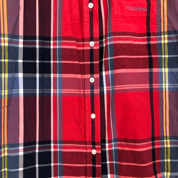 Vtg Rockies Women's Western Button Down Top Sz Large? Sleeveless Crop Plaid - Picture 7 of 8